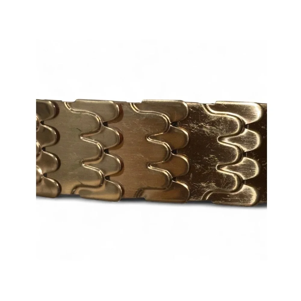 Gold Tone Metal Mesh Belt Flower Buckle Adjustable Waist‎ Dress Accessory